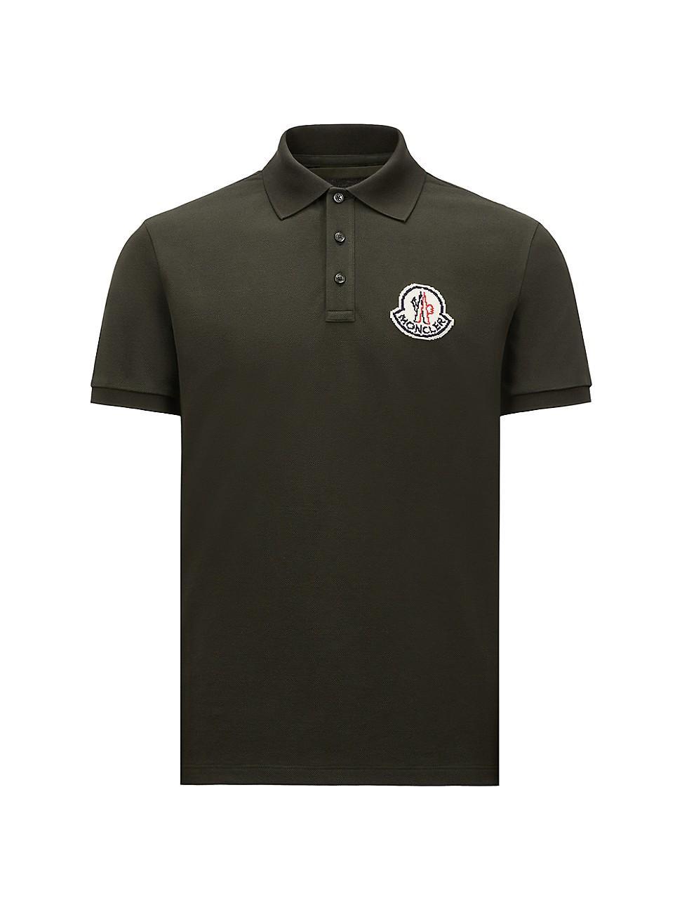 Mens Short Sleeve Logo Patch Cotton Pique Polo Shirt Product Image