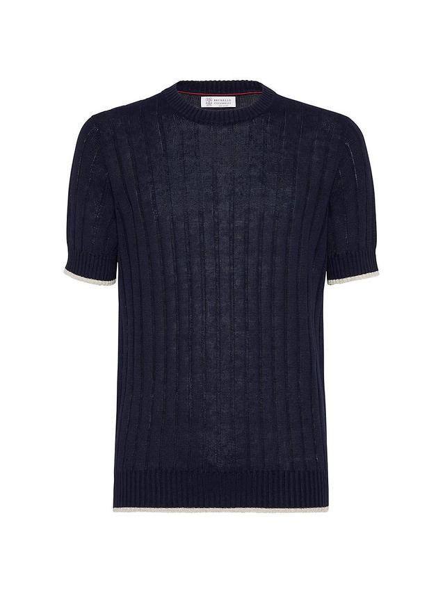 Mens Linen and Cotton Flat Rib Knit T-Shirt Product Image