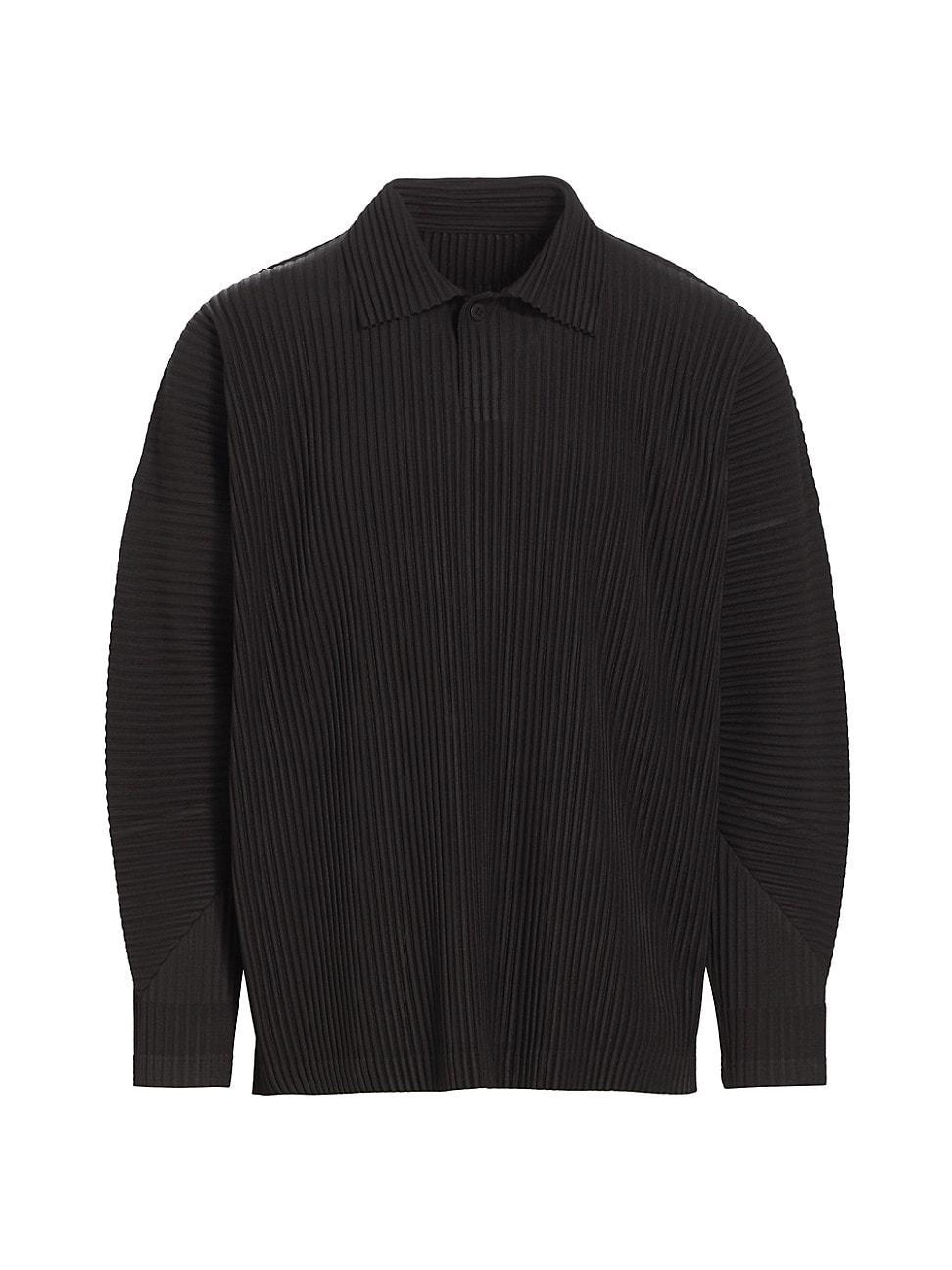 Mens MC January Pleated Long-Sleeve Polo Shirt Product Image