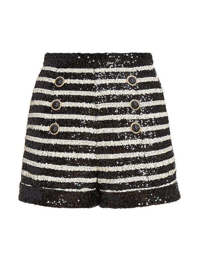 Womens Sequined Striped High-Waist Shorts Product Image