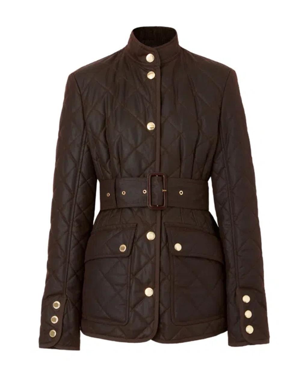 BURBERRY Belted Quilted Jacket In Black Product Image