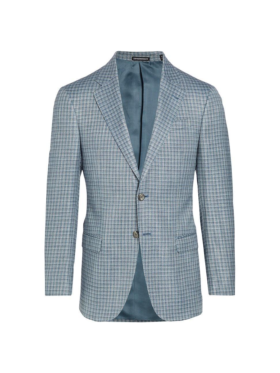 Mens Plaid Wool Two-Button Blazer Product Image