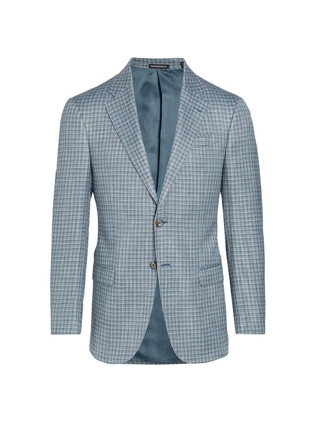 Mens Plaid Wool Two-Button Blazer Product Image