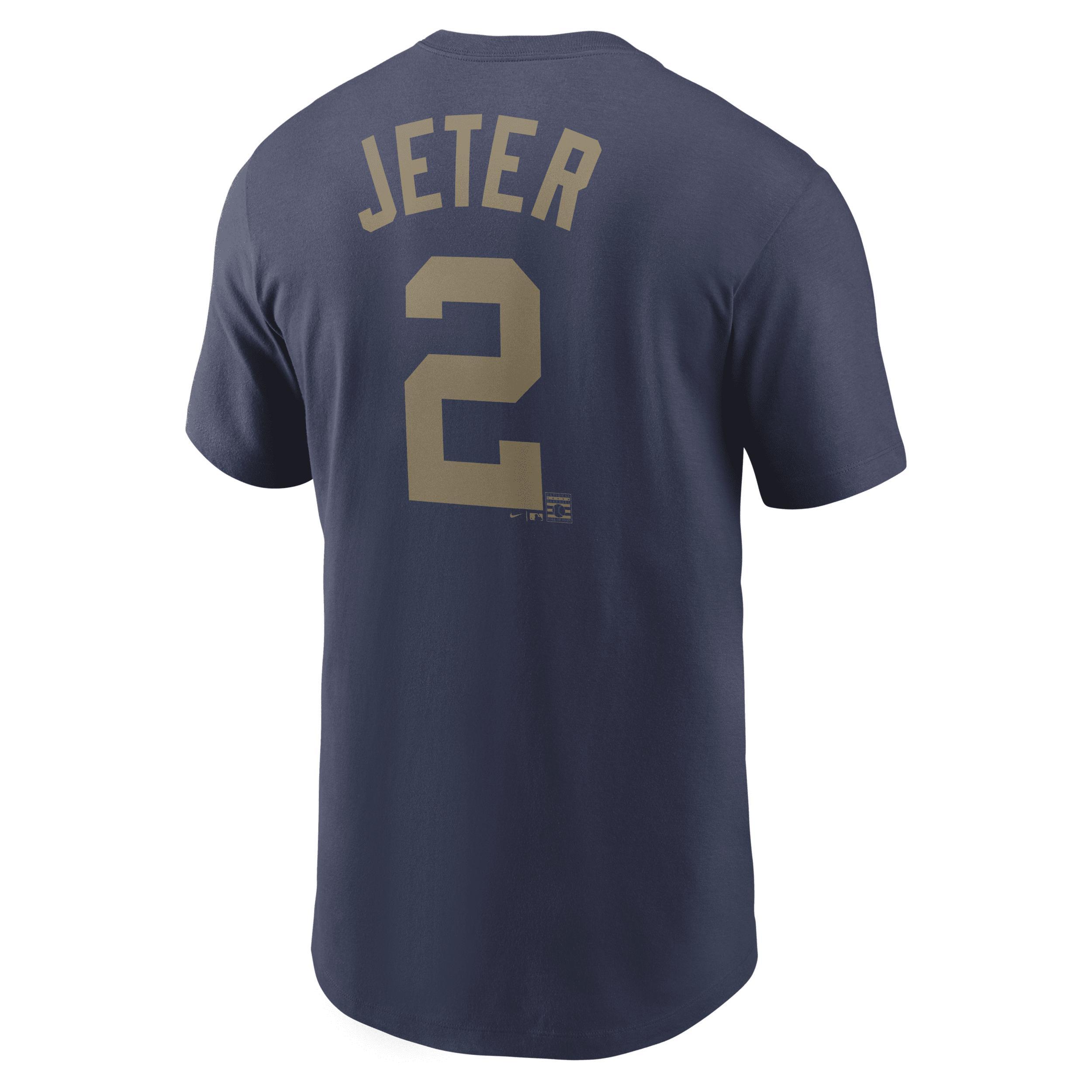 Mens Nike Derek Jeter New York Yankees Gold Name & Number T-Shirt Blue Product Image