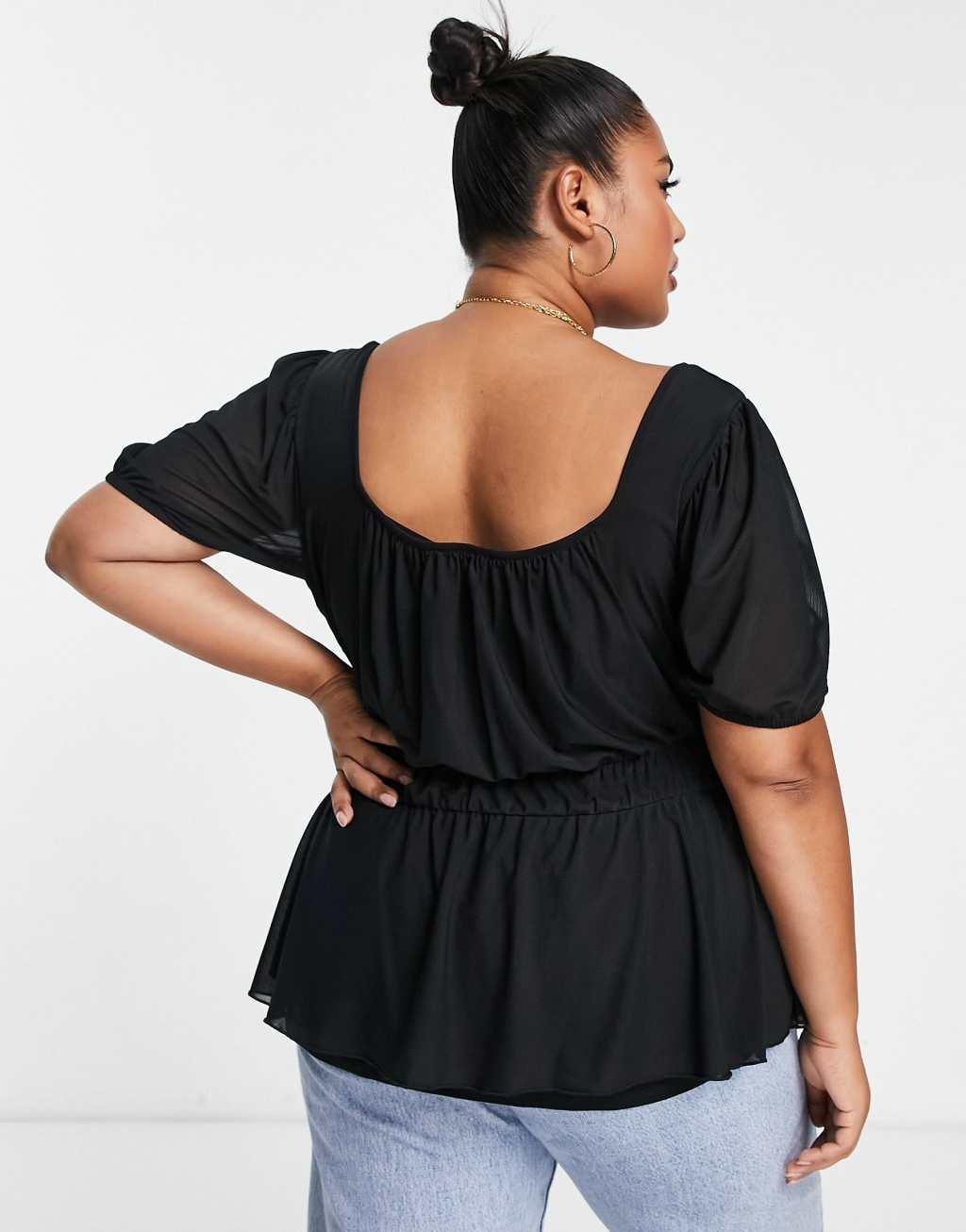 Simply Be sweetheart neck mesh top Product Image