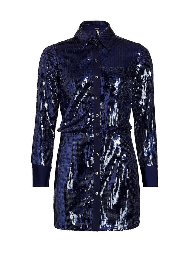 Free People Sophie Sequin Long Sleeve Shirtdress Product Image