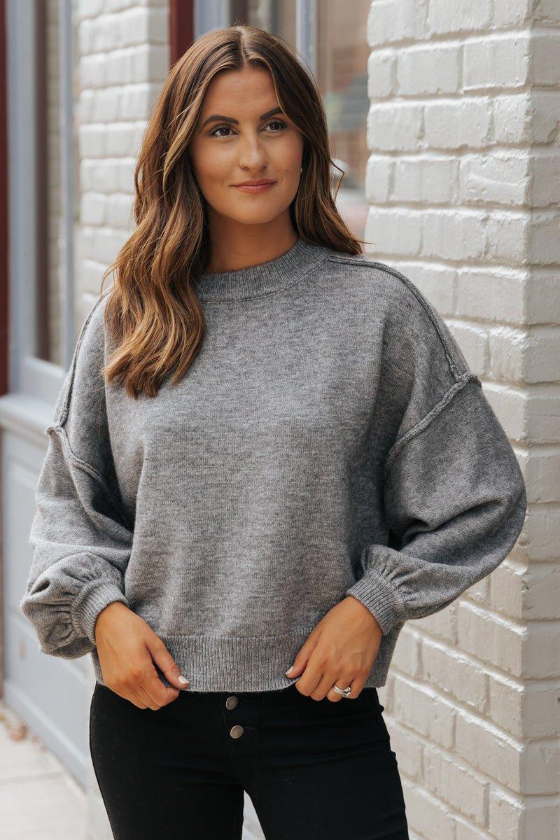 Cozy Long Dolman Sleeve Sweater - Charcoal - FINAL SALE Product Image