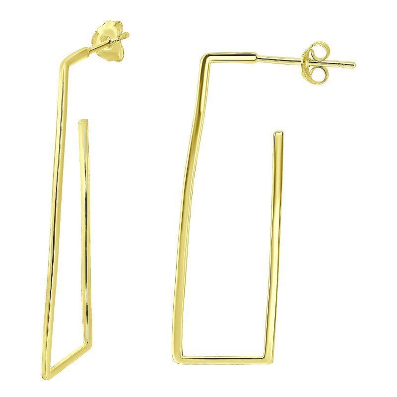 Aleure Precioso Sterling Silver Rectangle Hoop Earrings, Womens, Gold Tone Product Image