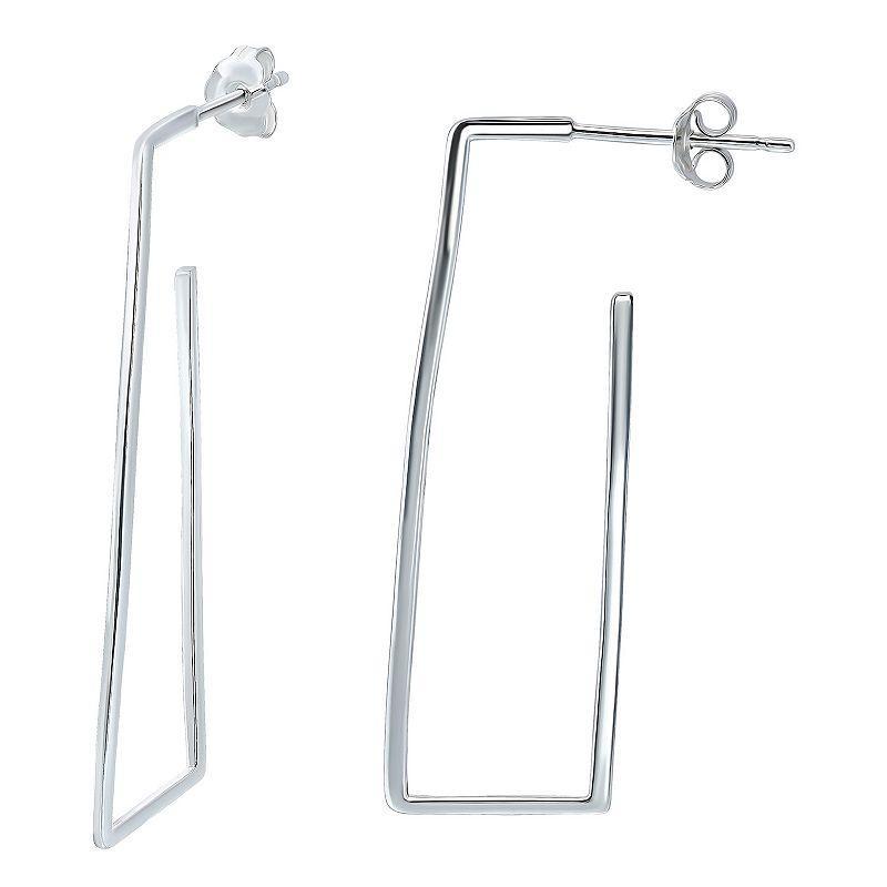 Aleure Precioso Sterling Silver Rectangle Hoop Earrings, Womens, Silver Tone Product Image