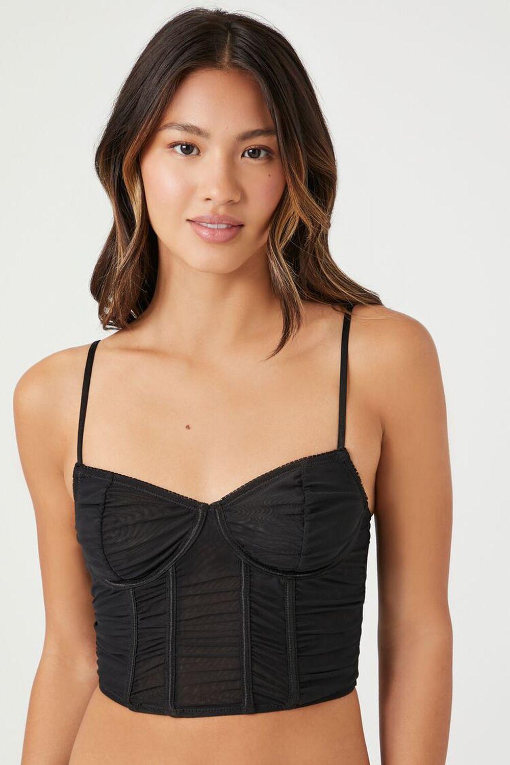 Ruched Mesh Lingerie Corset | Forever 21 Product Image