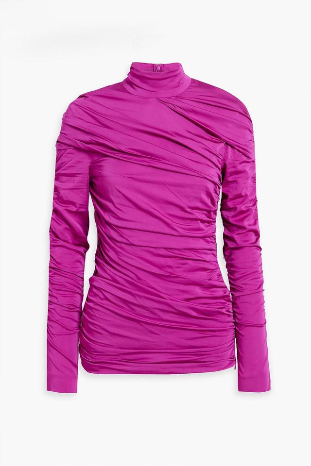 Ruched Crepe Top In Magenta Product Image