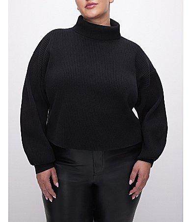 Good American Plus Size Rib Mock Neck Long Sleeve Sweater product image