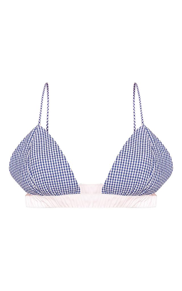 Blue Check Contrast Bralette Product Image