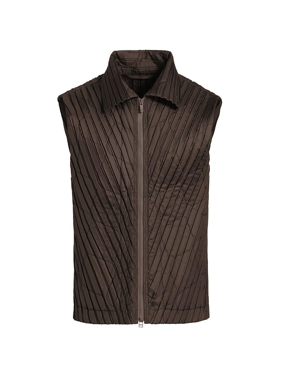 Mens Padded Pleats Quilted Vest Product Image