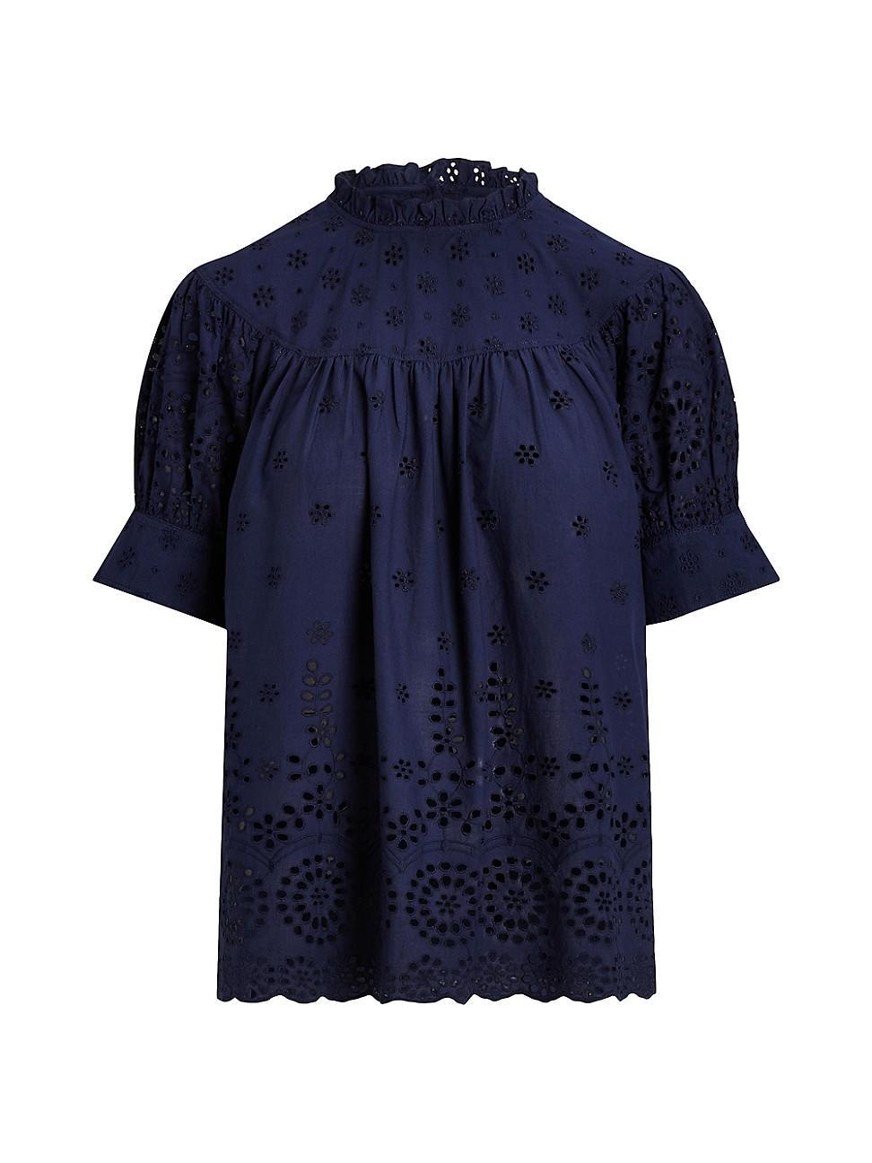 Womens Embroidered Eyelet Top Product Image