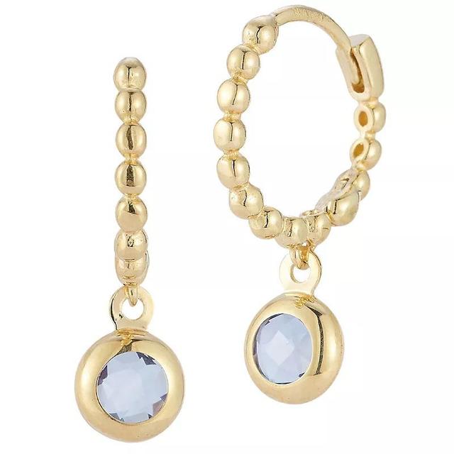 LUMINOR GOLD 14k Gold Gemstone Beaded Huggie Hoop Earrings, Womens, Blue Topaz Product Image