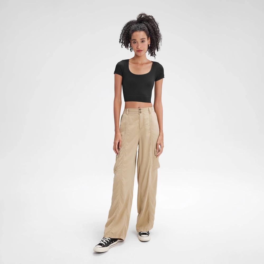 Womens High-Rise Straight Leg Cargo Pants - Wild Fable Brown M Product Image