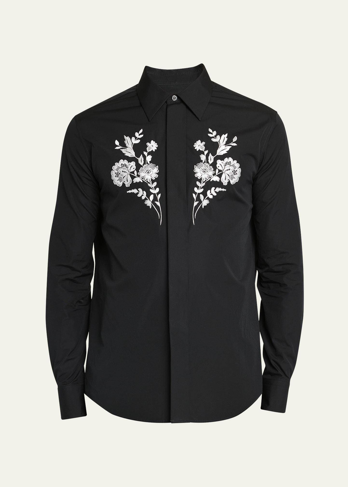 Mens Floral Embroidered Shirt Product Image