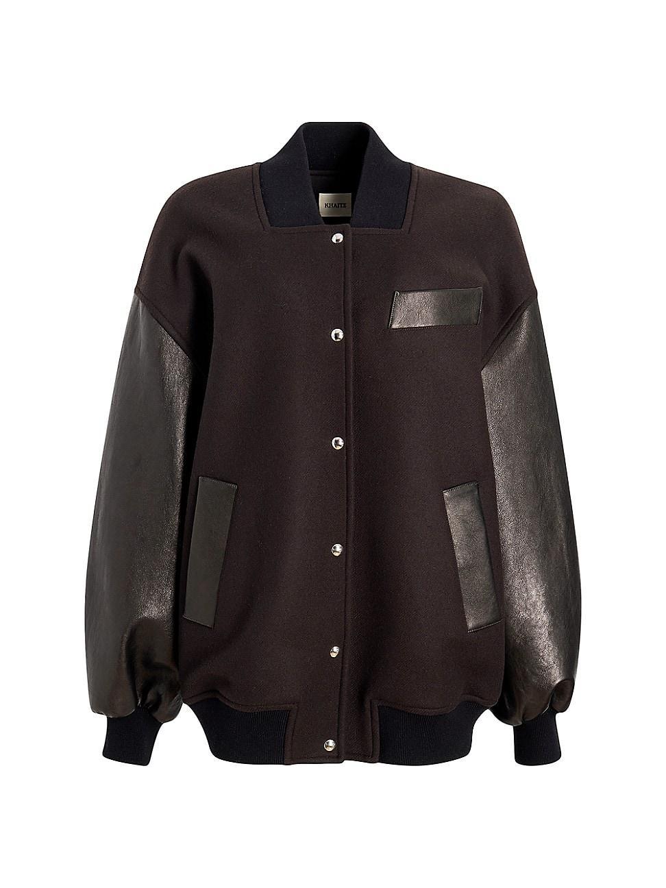 Womens Spencer Wool & Leather Varsity Jacket Product Image