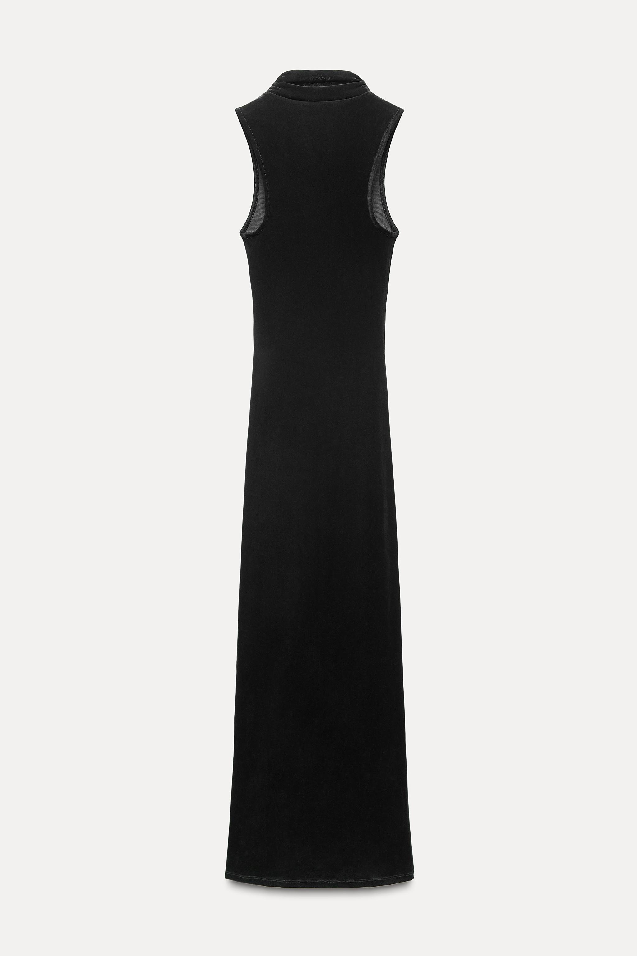 VELVET HALTER NECK DRESS Product Image