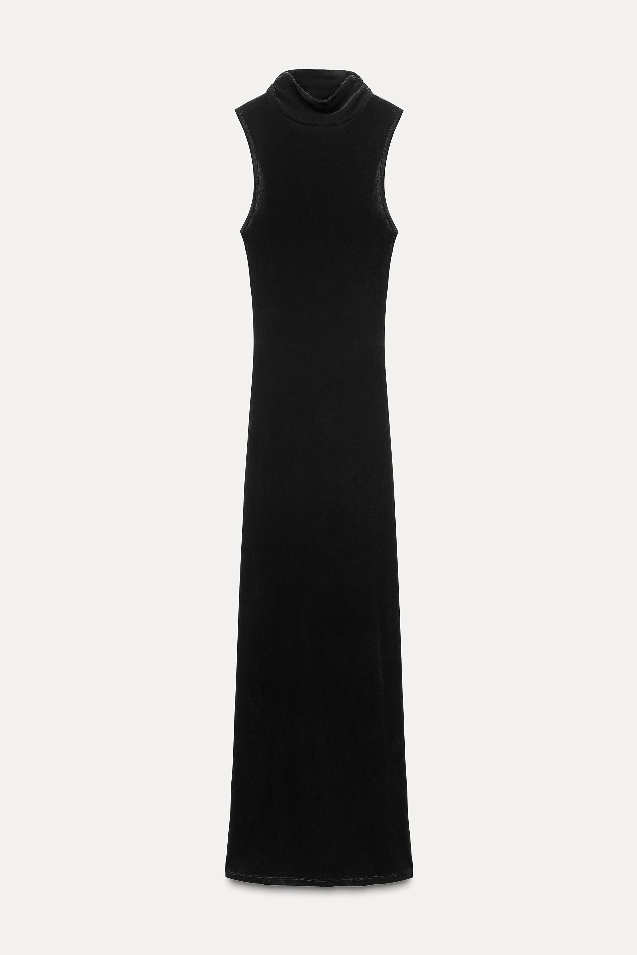 VELVET HALTER NECK DRESS Product Image