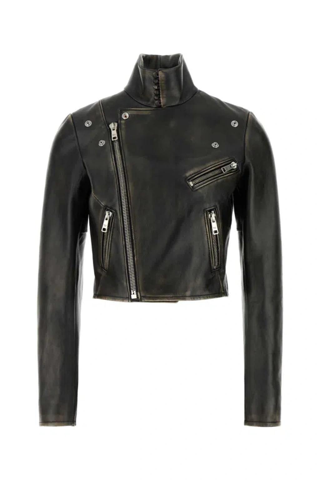 Leather Biker Jacket In Black product image