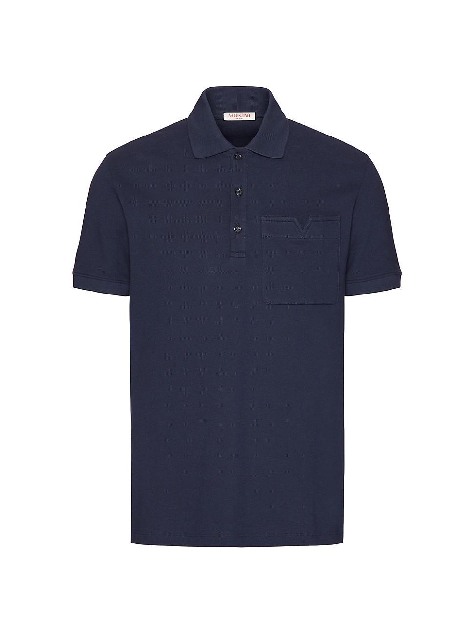 Mens Cotton Piqu Polo Shirt With Topstitched V Detail Product Image