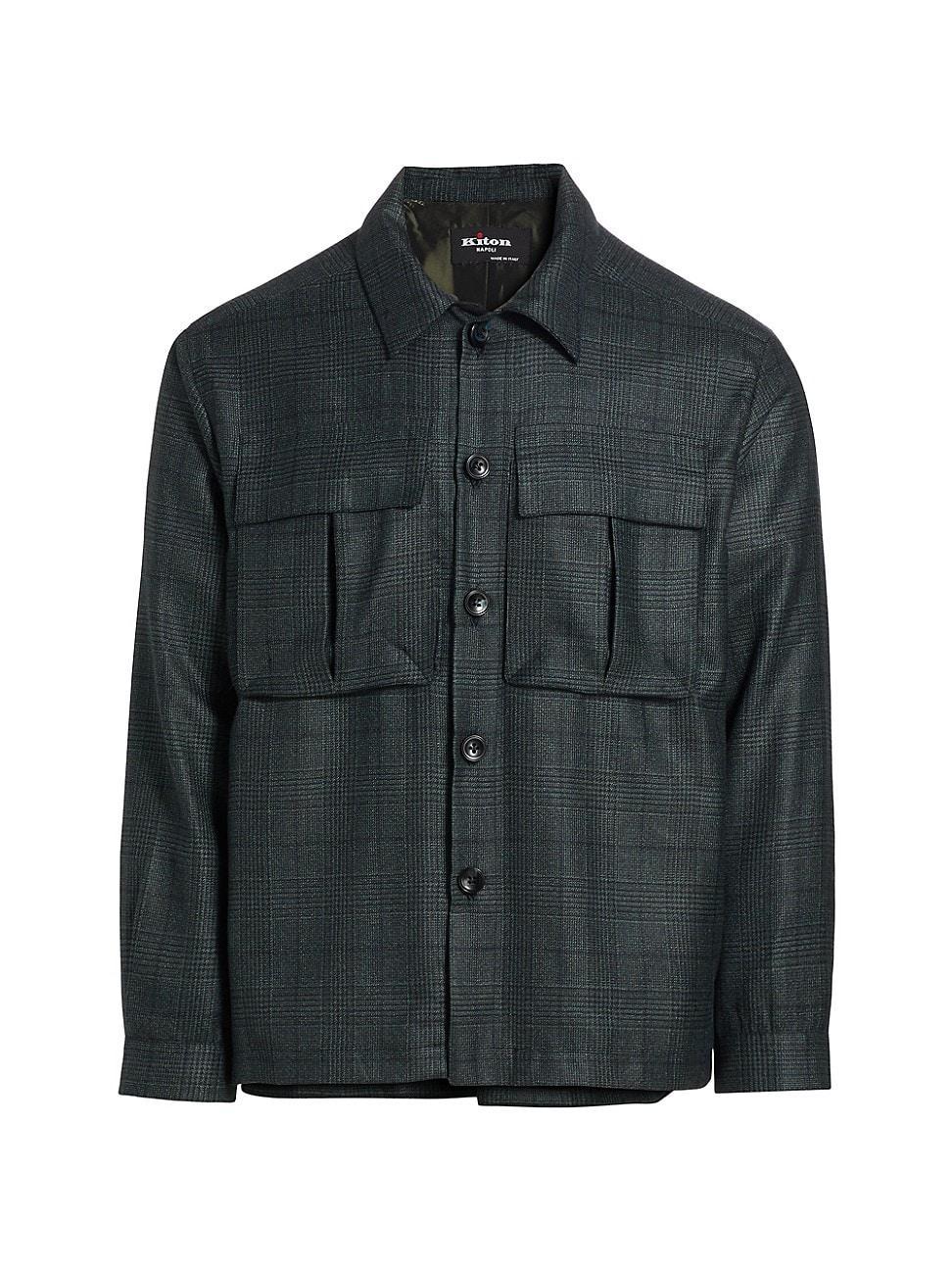 Mens Border Plaid Cashmere Overshirt Product Image