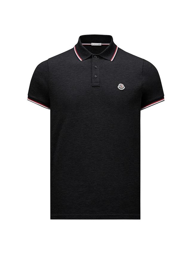 Mens Short Sleeve Logo Patch Cotton Pique Polo Shirt Product Image