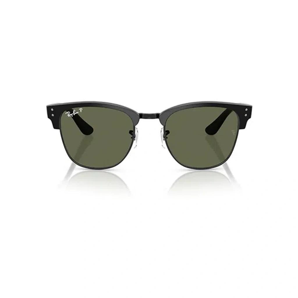 RAY BAN Clubmaster Reverse Sunglasses Black Frame Green Lenses Polarized 54-21 Product Image