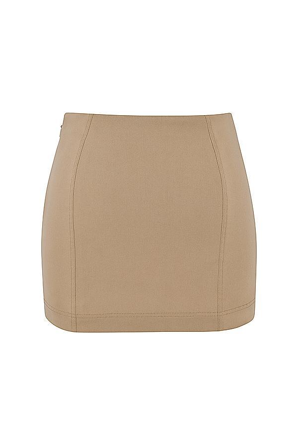 Nisha Beige Sculpting Mini Skirt Product Image