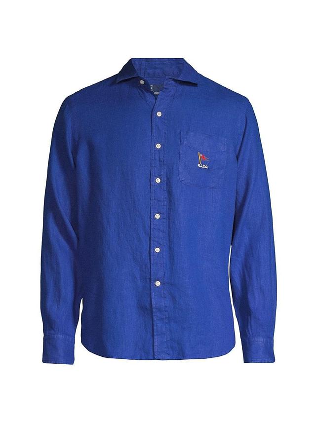 Mens Nautical Linen Long-Sleeve Sport Shirt Product Image