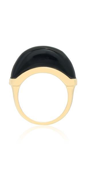 Wyld Box Jewelry - 18k Yellow Gold and Onyx  Luna Mini Ring - Gold - US 7 - Gifts For Her Product Image