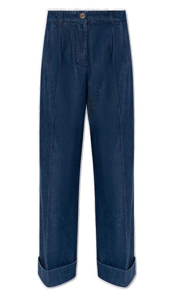 Logo Patch Wide Leg Jeans In Blue Product Image