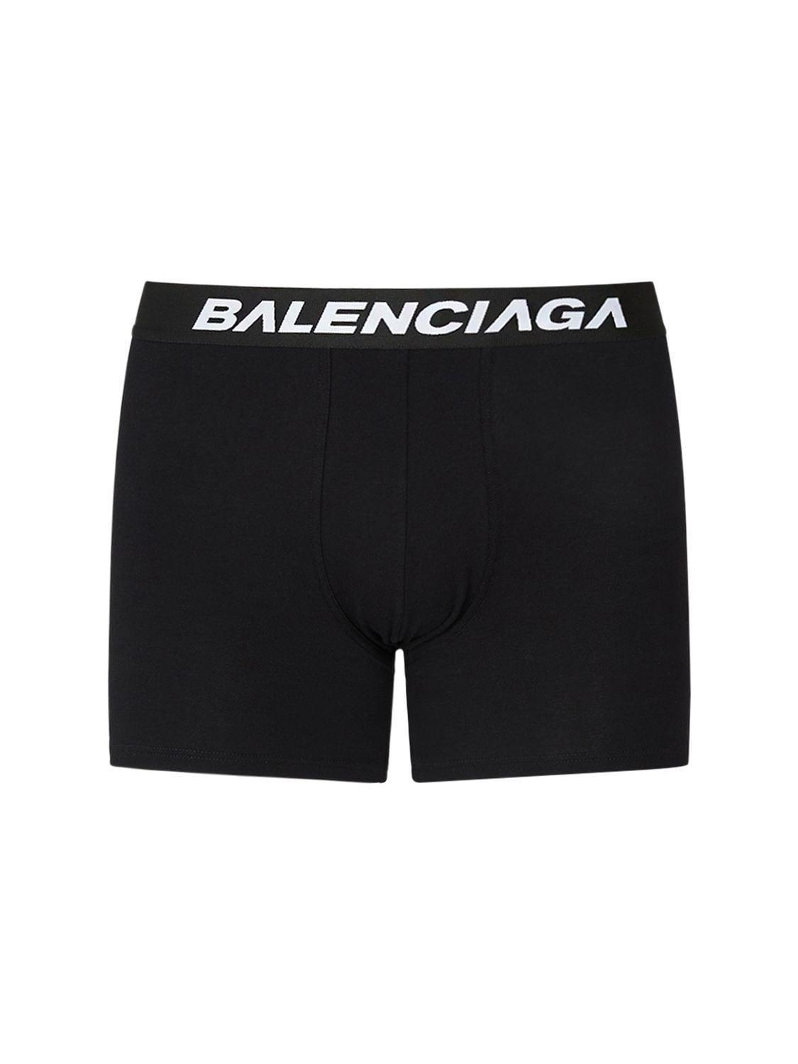 BALENCIAGA Elastic Boxer Briefs With Logo In Black Product Image