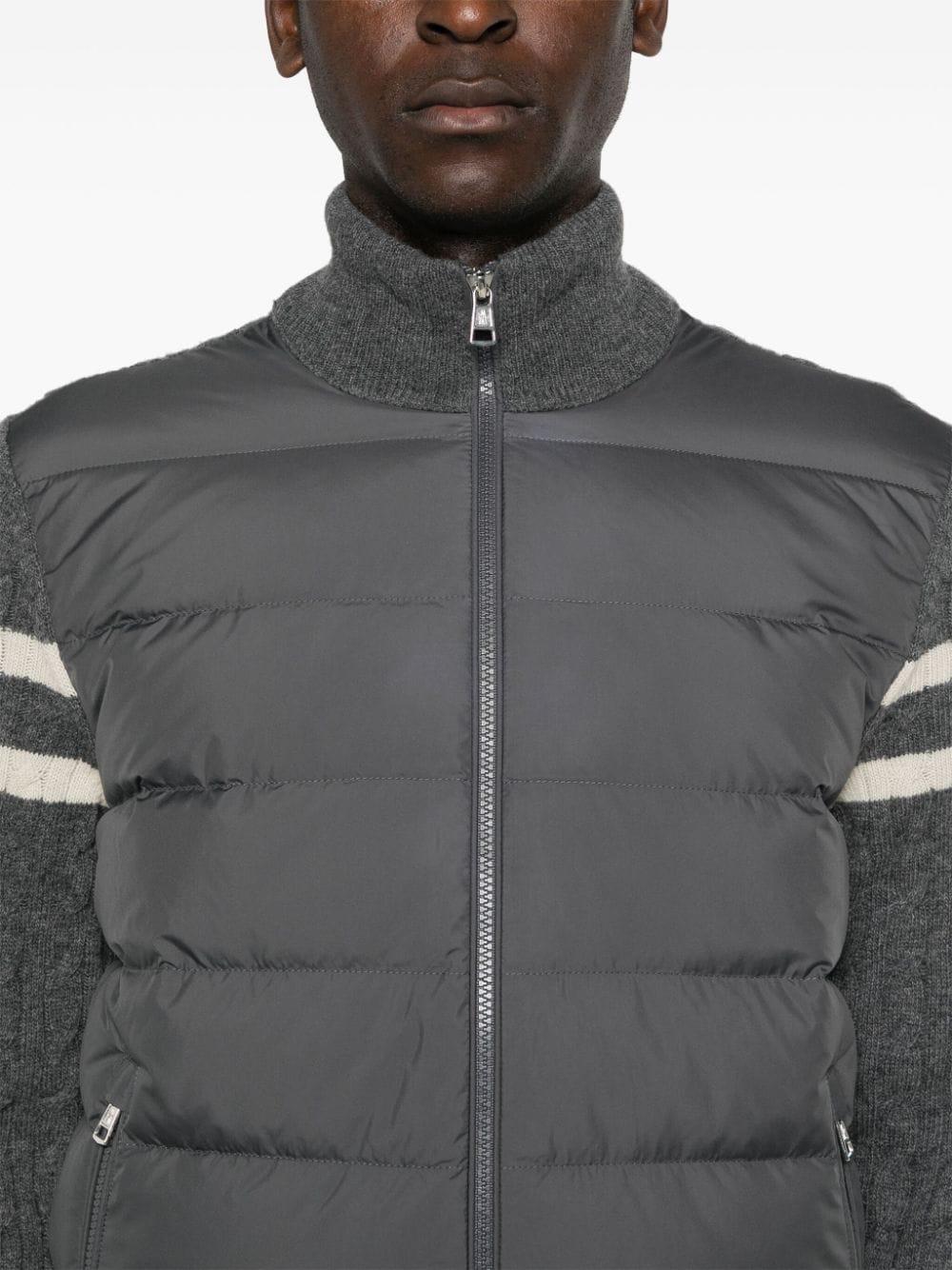 Panelled Knitted Padded Jacket In Grey Product Image