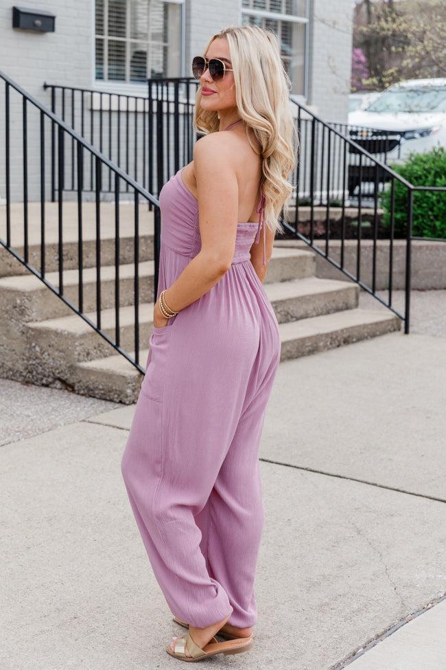 Draw Me In Mauve Halter Neck Jumpsuit Product Image