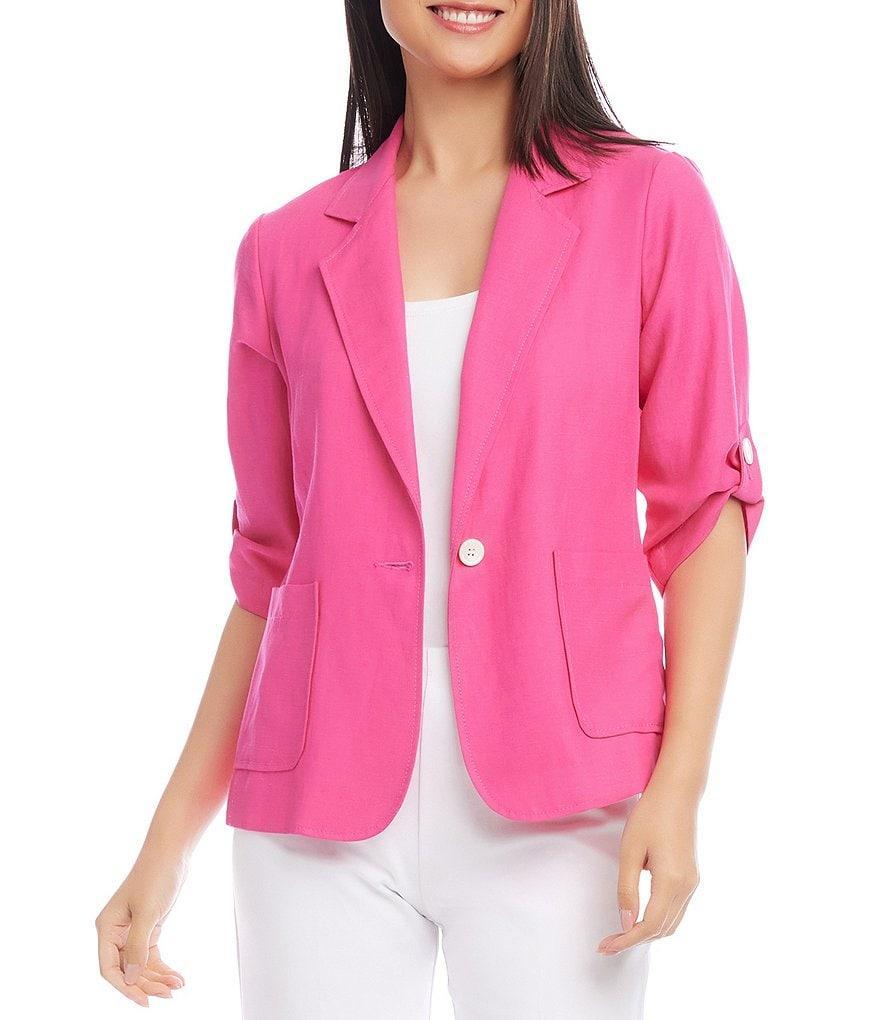 Karen Kane Notch Collar Roll-Tab Sleeve Single Button Blazer Product Image