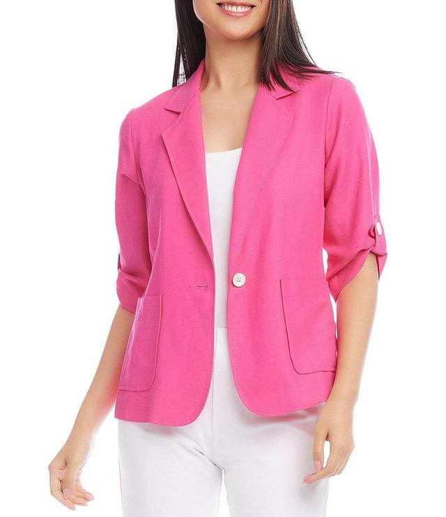 Karen Kane Notch Collar Roll-Tab Sleeve Single Button Blazer Product Image