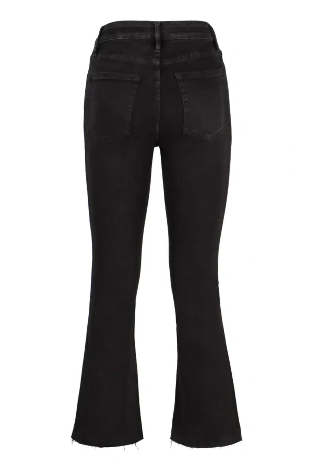 FRAME Le Crop Mini Boot Raw Fray Jeans In Black Product Image