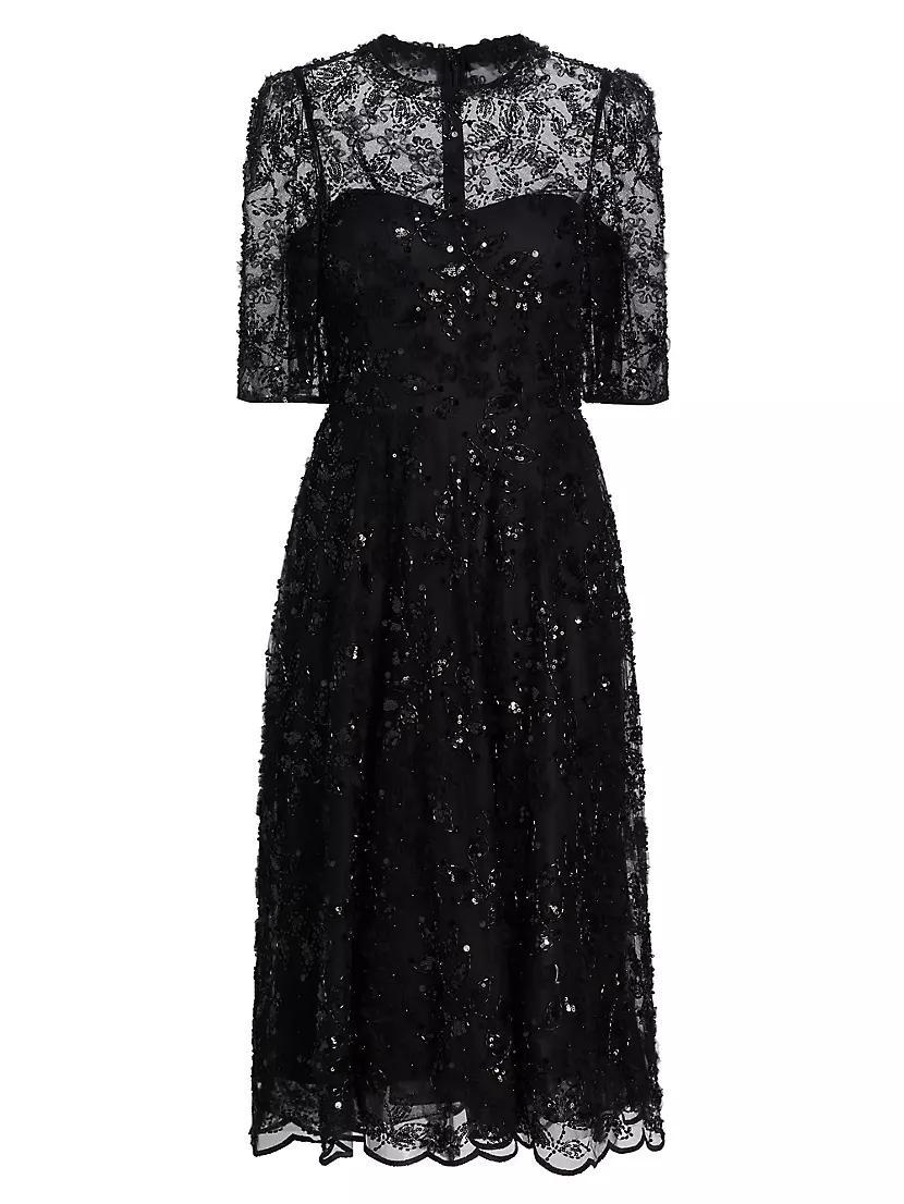 Sequined Lace Cocktail Dress Product Image