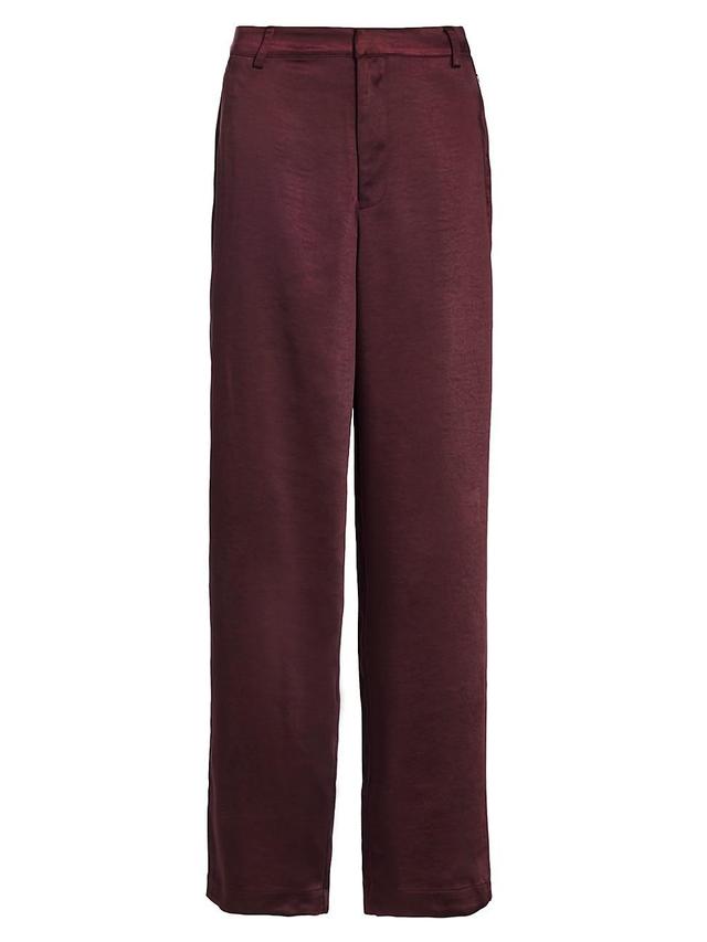 Womens Washed Satin Wide-Leg Trousers Product Image