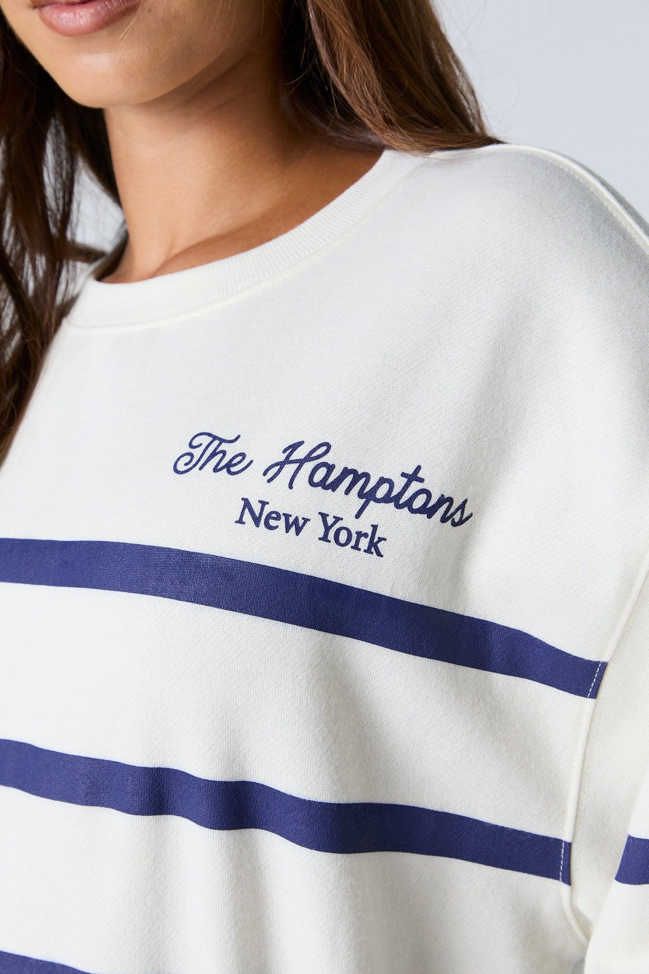 The Hamptons Graphic Striped Fleece Sweatshirt Female Product Image