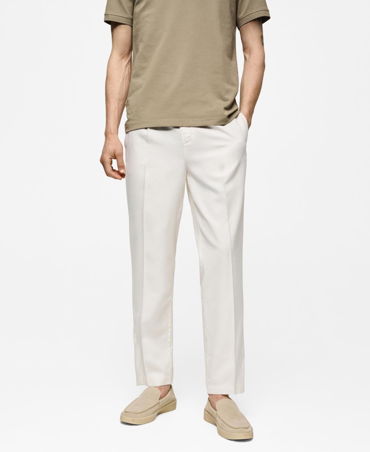 MANGO MAN - Cotton lyocell pleated pants off whiteMen Product Image