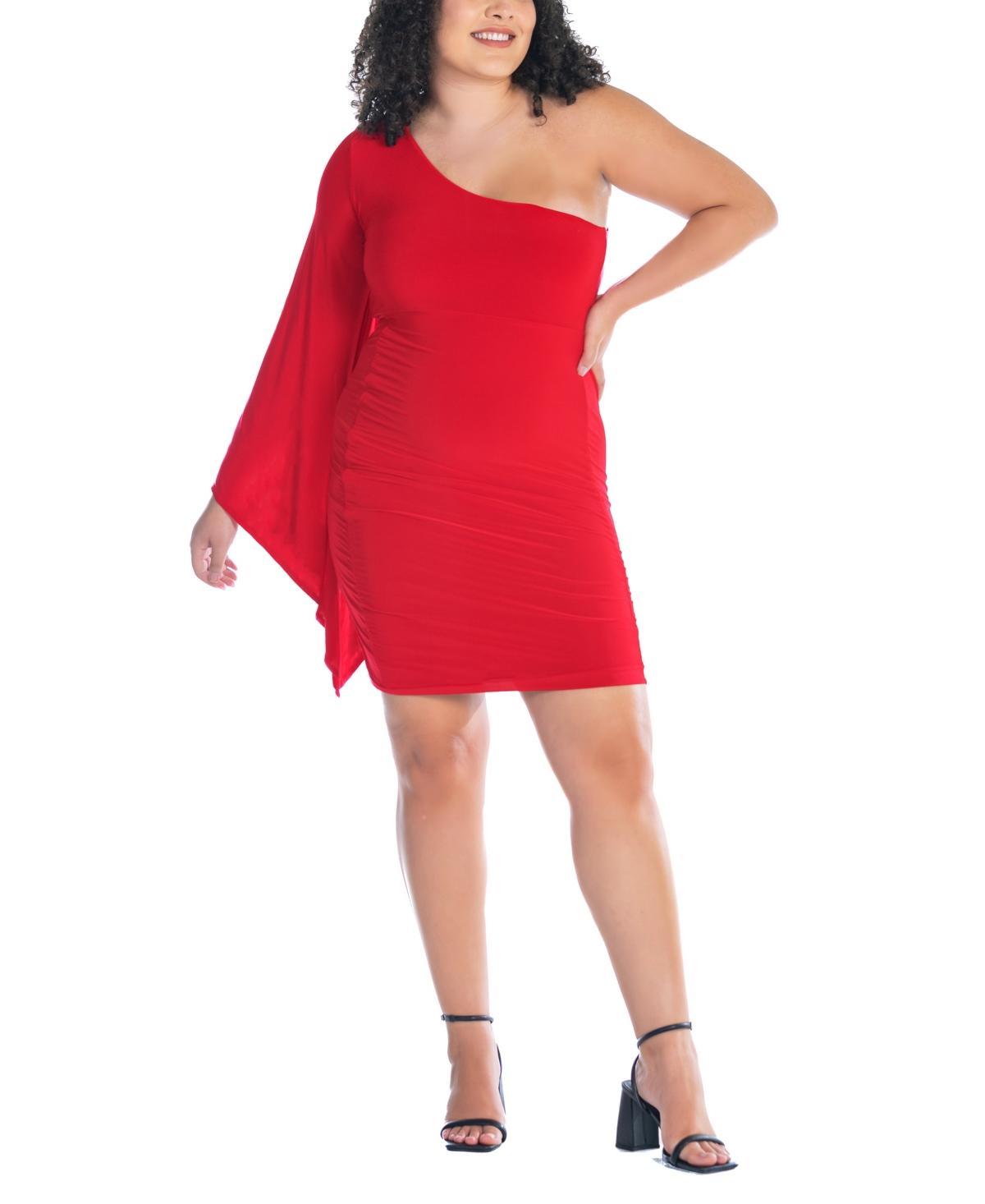 24seven Comfort Apparel Plus Size One Shoulder Drape Bodycon Dress Product Image