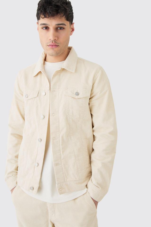 Regular Cord Jacket In Sand | boohooMAN USA Product Image