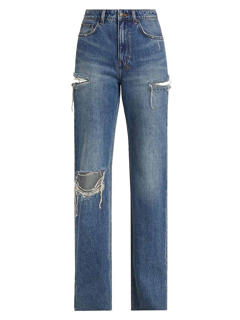 Womens Playback Aged Cut-Out High-Rise Jeans product image