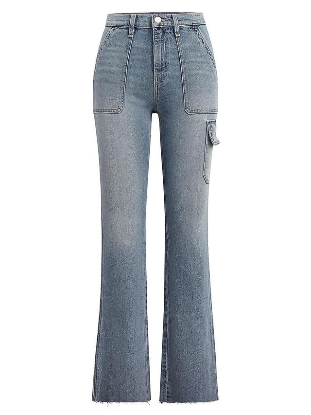 Hudson Jeans Faye Ultrahigh Waist Raw Hem Ankle Bootcut Utility Jeans Product Image