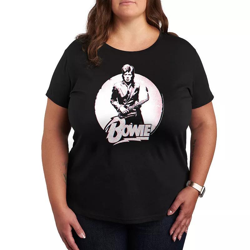 Plus Bowie Distressed Circle Graphic Tee, Womens Product Image