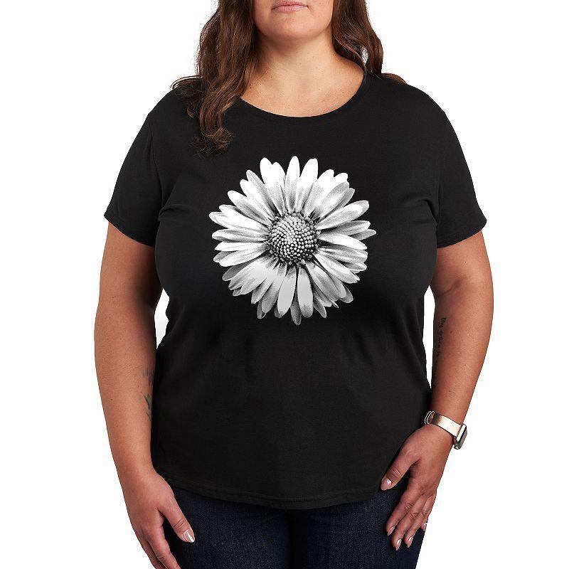 Plus Size White Daisy Graphic Tee, Womens Med Blue Product Image